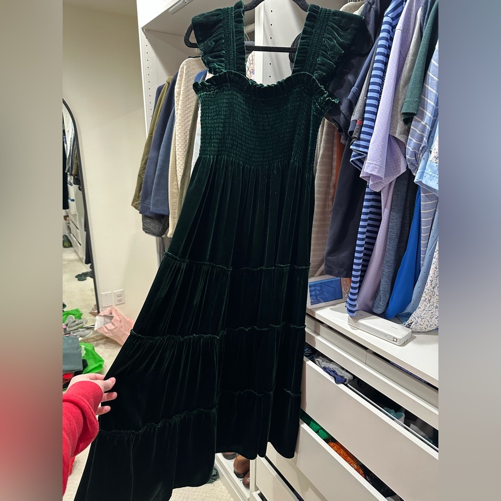 Hill House Ellie Nap Dress in Emerald Green Velvet